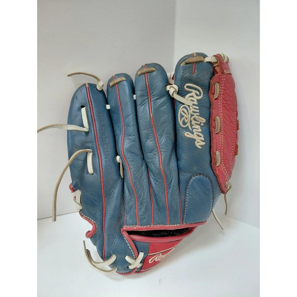 Rawlings 11.5 Inch Baseball Glove Red Blue All Leather Shell P115BUSA Basket RHT